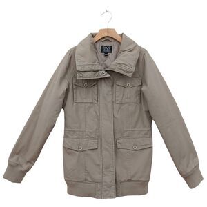 SWS Outerwear Jacket Womens Small Brown Longline Insulated Full Zip Snap Winter